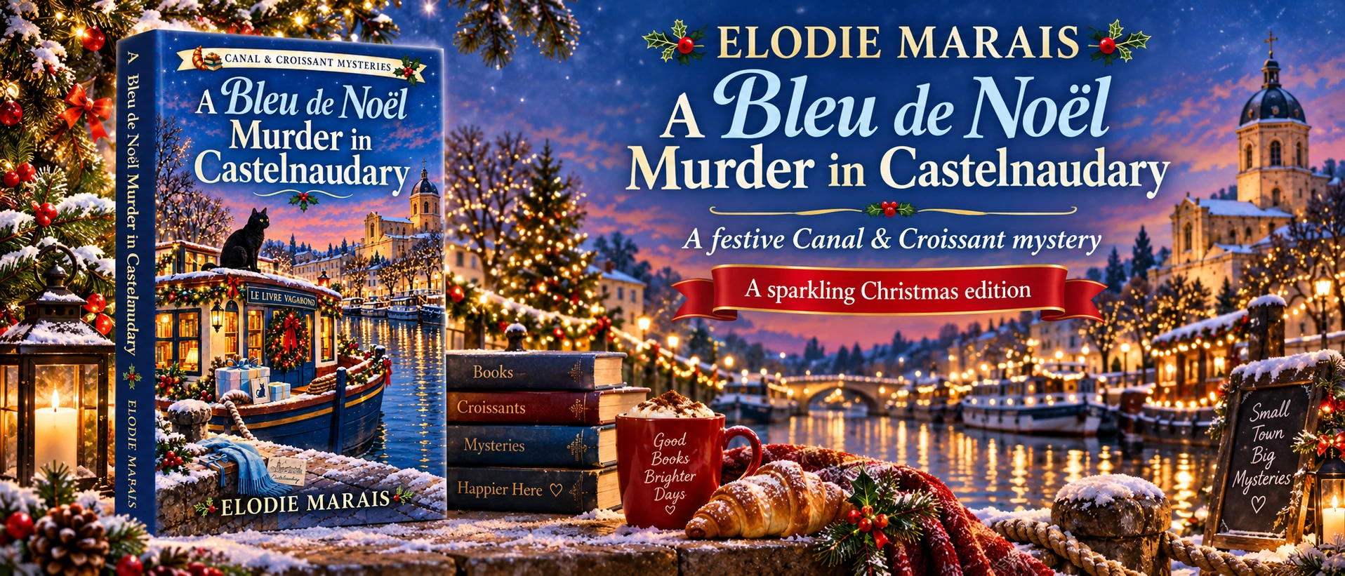 A Bleu de Noël Murder in Castelnaudary by Elodie Marais — a festive Canal & Croissant mystery. A sparkling Christmas edition.