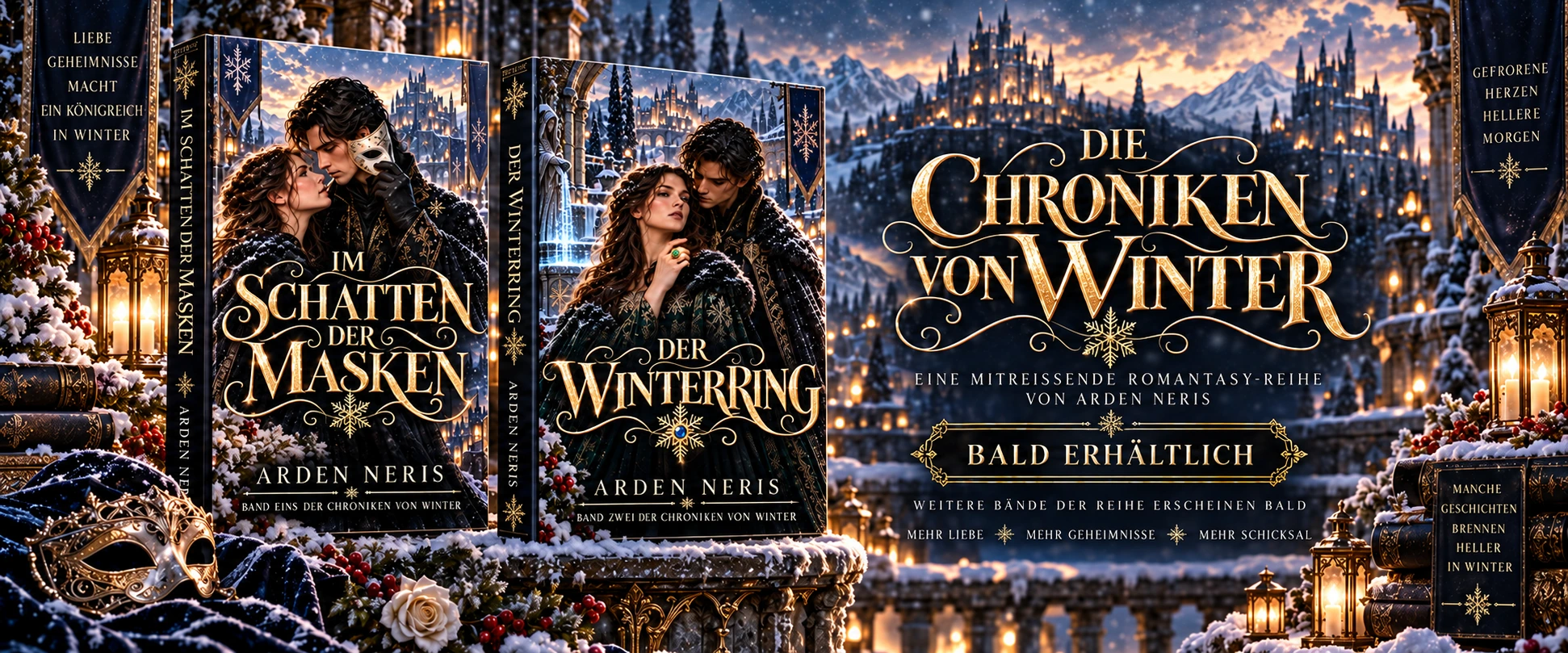 Die Chroniken von Winter — eine mitreißende Romantasy-Reihe von Arden Neris. Band eins: Im Schatten der Masken. Band zwei: Der Winterring. Bald erhältlich.